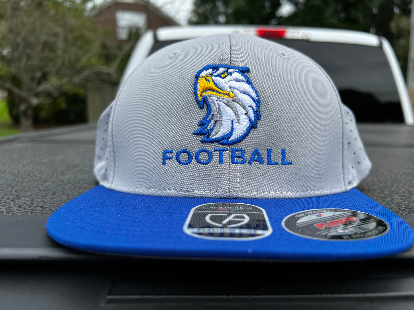 Hat - Blue/ Grey Eagle Head Football