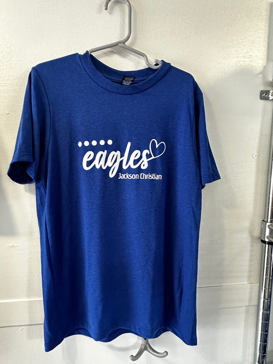 District youth triblend - script lower eagles w/ heart